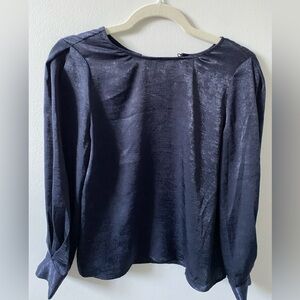 BANANA Republic Navy Blue Satin Blouse XS Petite